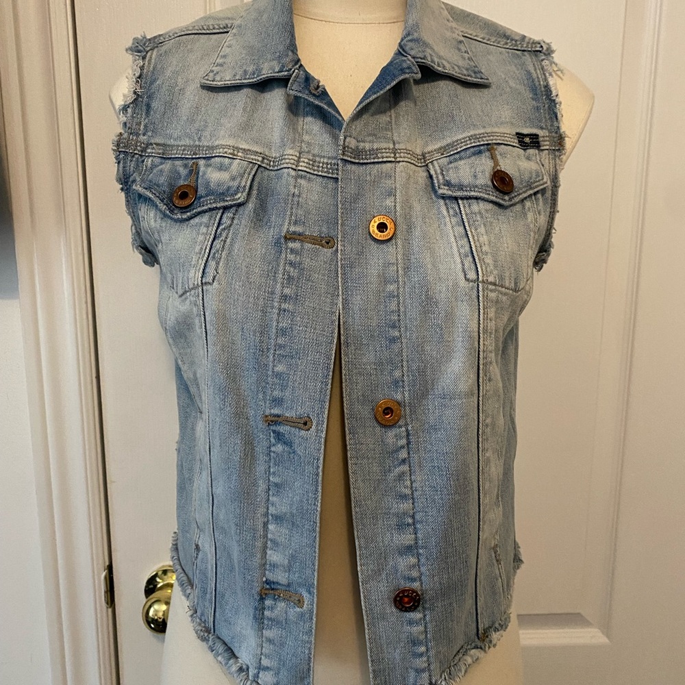 Lucky Brand Denim Vest with lace back
